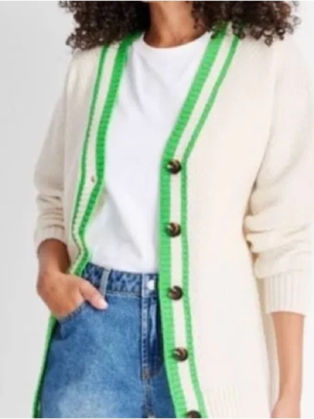 Varsity Cardigan wool blend  - Future Collective  Kahlana Barfield Brown 2X - Picture 9 of 10